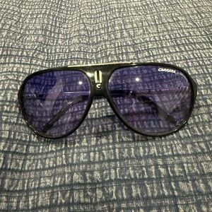 Carrera Dark Frame Sunglasses with Violet Lenses